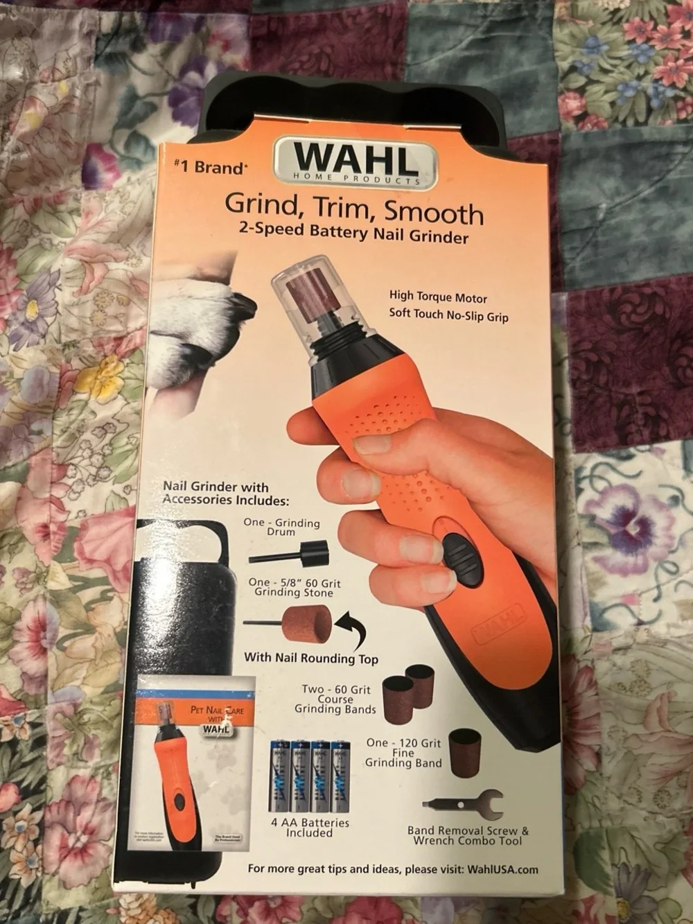 Wahl Pet Nail Grinder Packaging in Orange and Blue